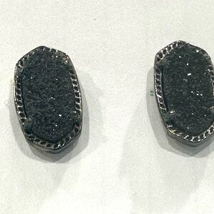 Kendra Scott Gunmetal Black Stone Stud Earrings